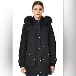 Royal Matrix Parka Coat Winter Warm Parka Coat With Hood Black